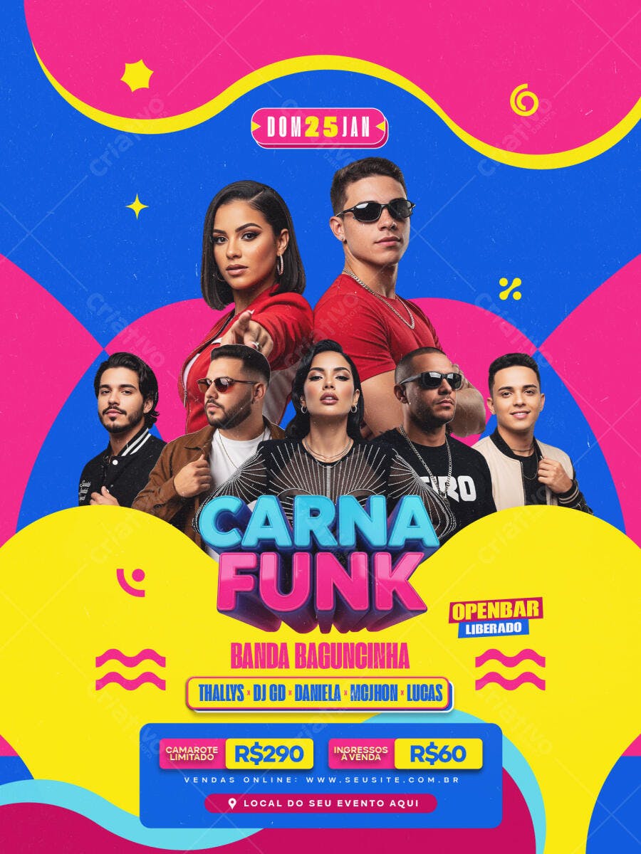 Flyer Carna Funk Festa Carnaval PSD Editável