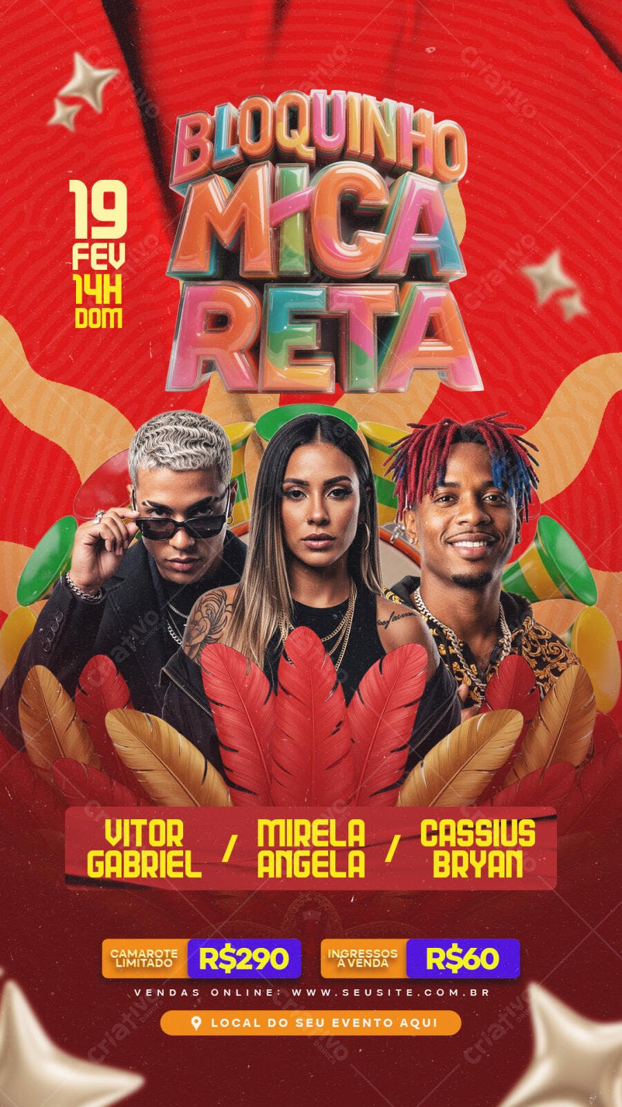 Story Instagram Bloquinho Micareta Carnaval Fevereiro PSD Editável