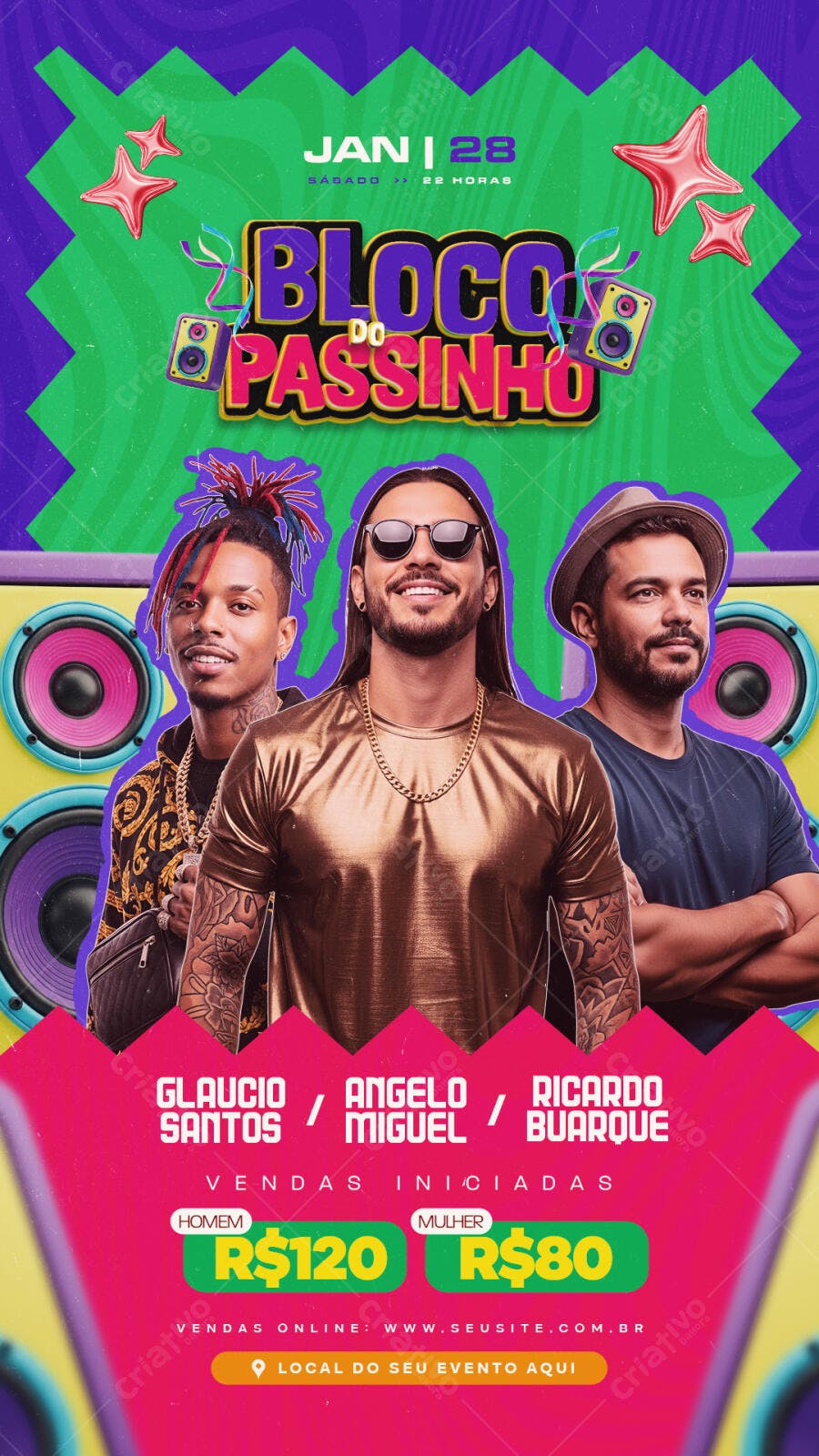 Story Instagram Bloco do Passinho Janeiro PSD Editável