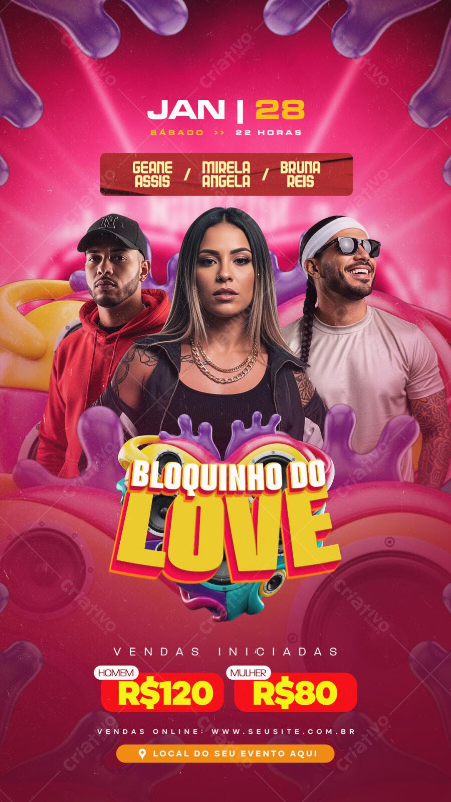 Story Instagram Bloquinho do Love Pré-Carnaval PSD Editável