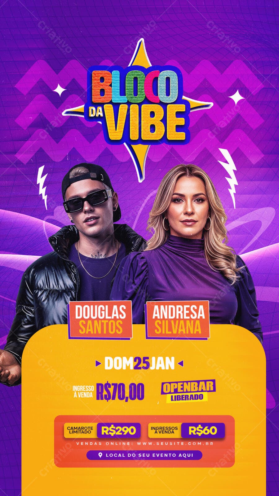 Story Instagram Bloco da Vibe Pré-Carnaval Janeiro PSD Editável