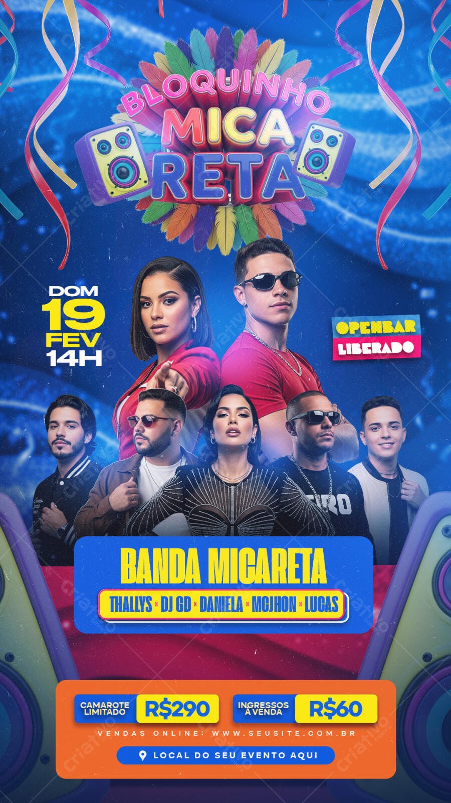 Story Carnaval Bloquinho Micareta Fevereiro PSD Editável