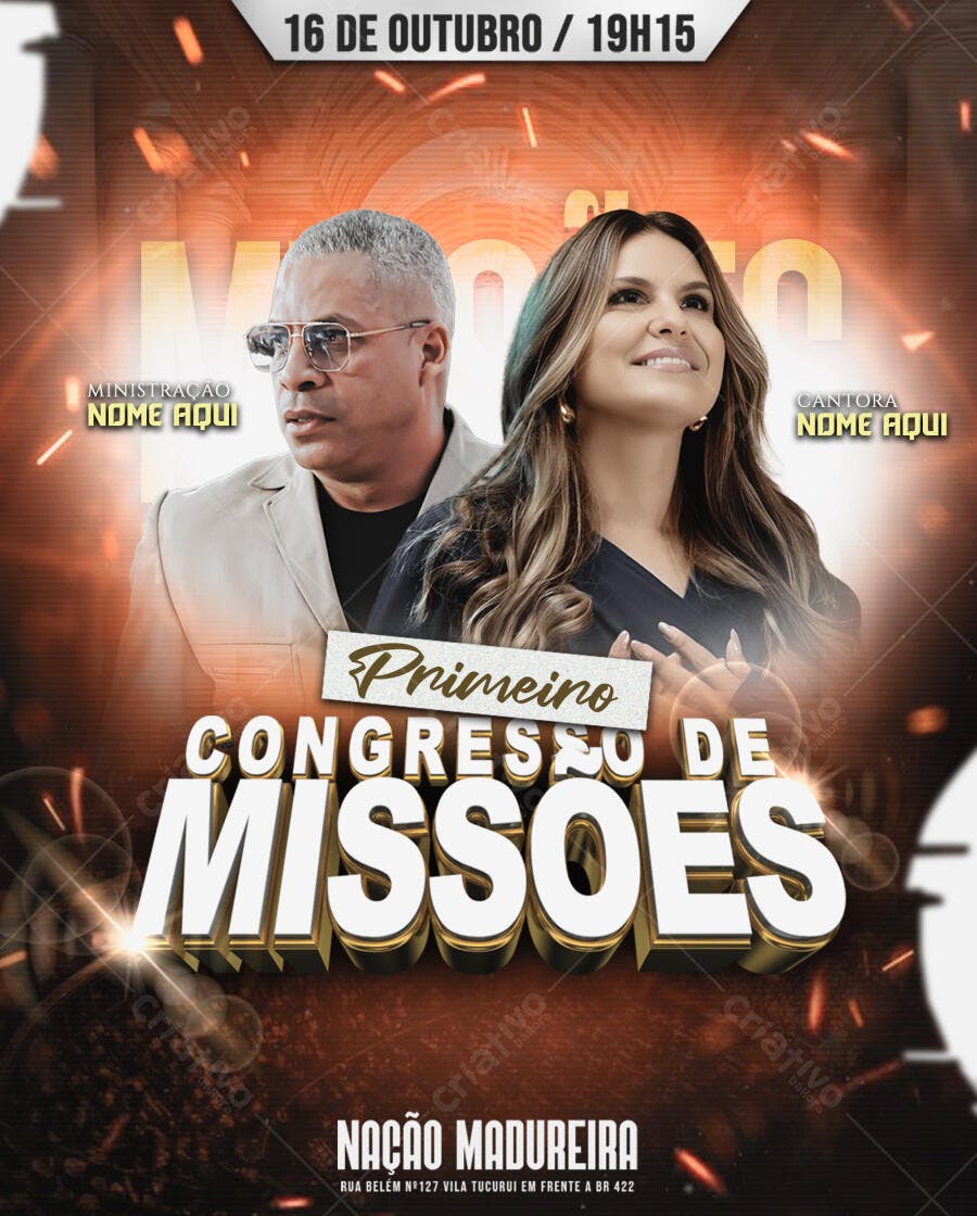 Flyer Congresso Missões Igreja Evangélica PSD Editável