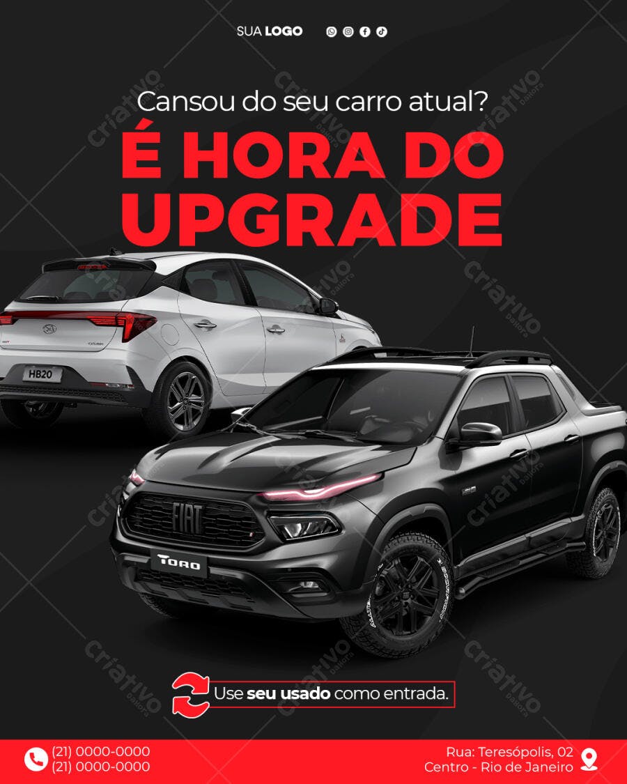 Post Instagram Concessionária Carros Upgrade PSD Editável