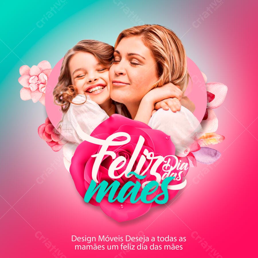 Post Dia das Mães Foto Mãe e Filha PSD Editável