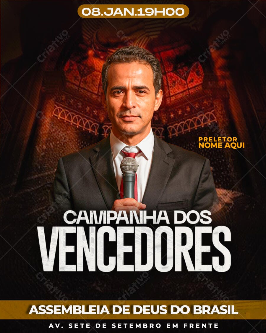 Post Instagram Campanha Vencedores Igreja PSD Editável