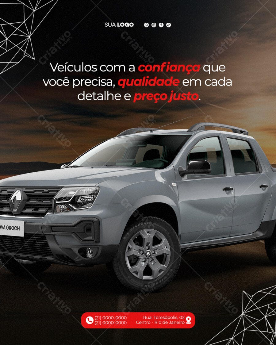 Post Instagram Veículos Automotiva PSD Editável