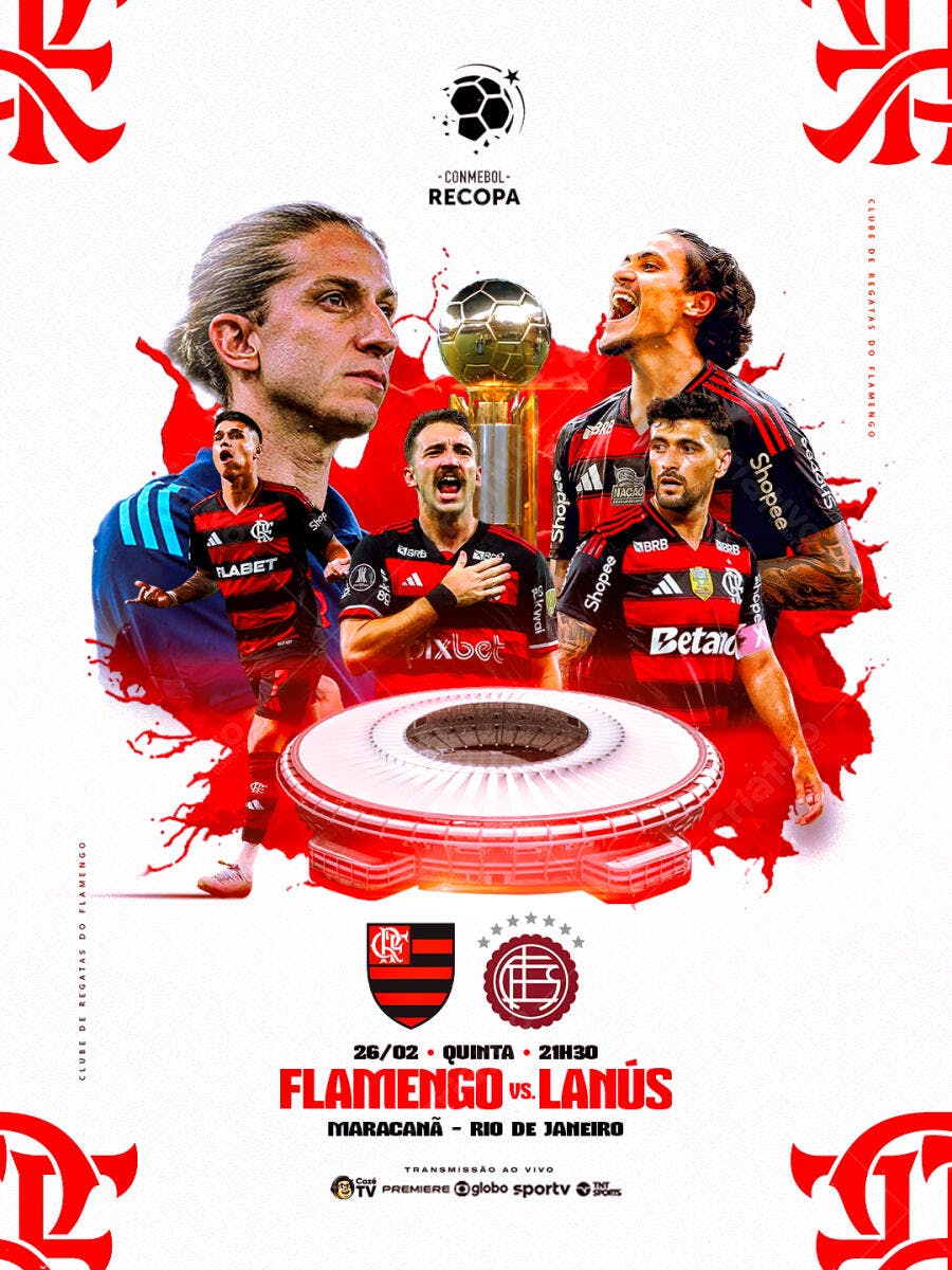 Post Flamengo vs Lanús Recopa Conmebol PSD Editável