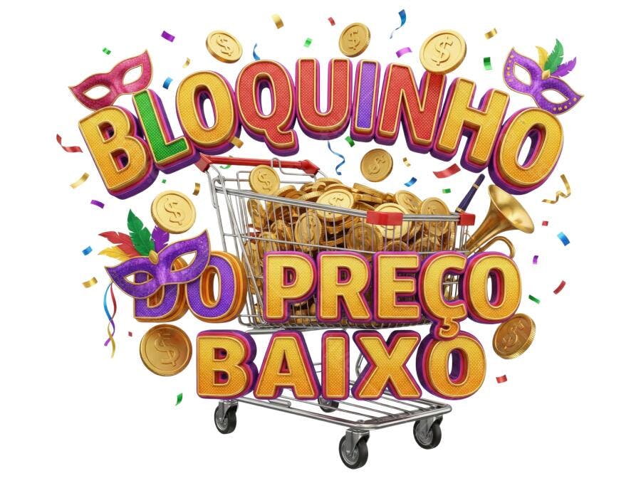 Bloquinho do Preço Baixo Carnaval 3D Oferta PNG Transparente