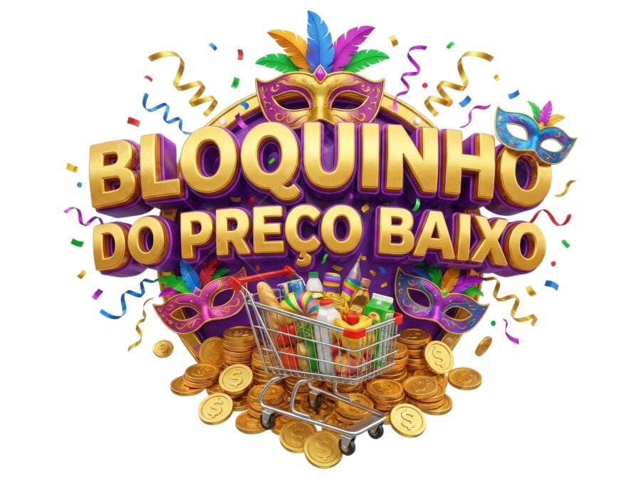 Selo 3D Bloquinho do Preço Baixo Carnaval Oferta PNG Transparente