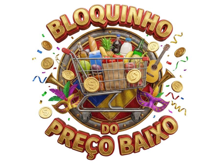 Selo 3D Promoção Bloquinho do Preço Baixo Metalizado Dourado PNG
