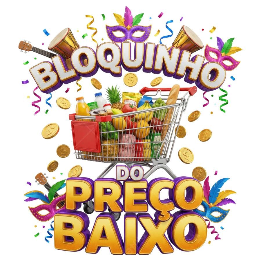 Bloquinho do Preço Baixo Carnaval 3D Oferta PNG Transparente