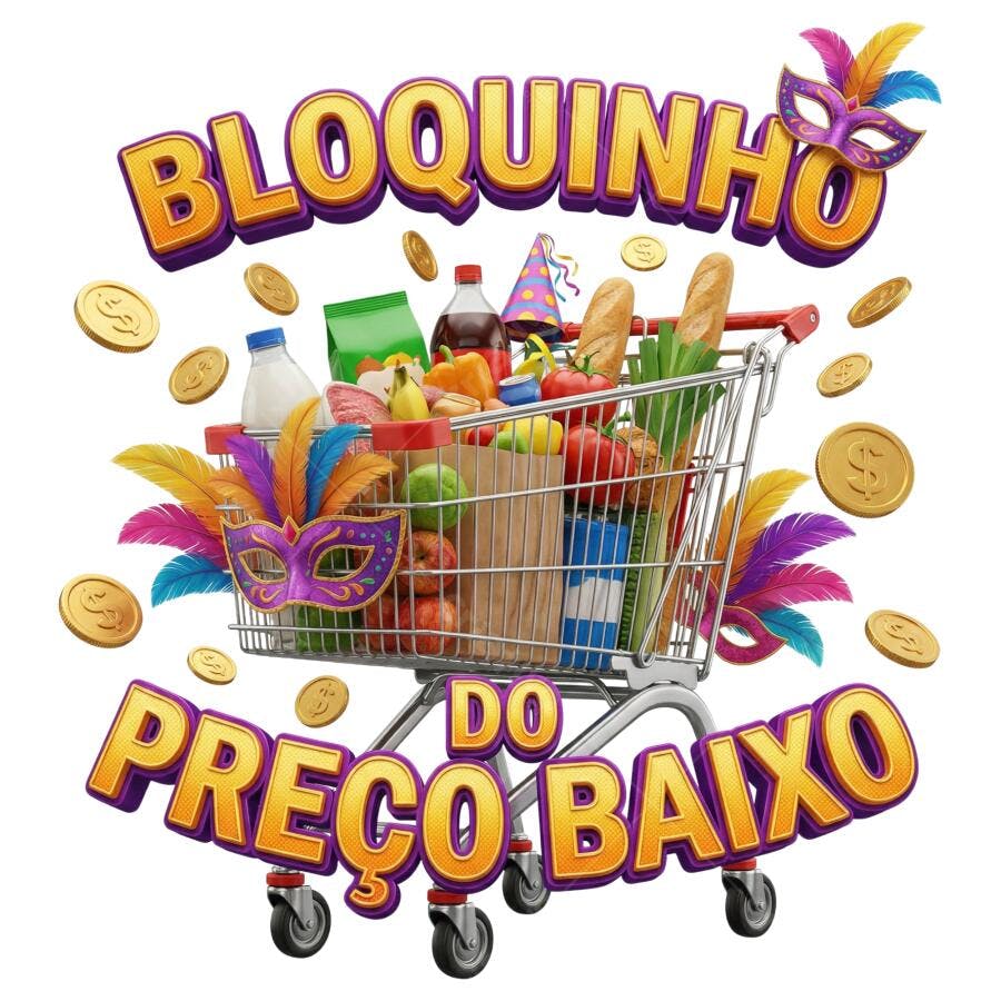 Bloquinho do Preço Baixo Carnaval 3D Oferta Supermercado PNG