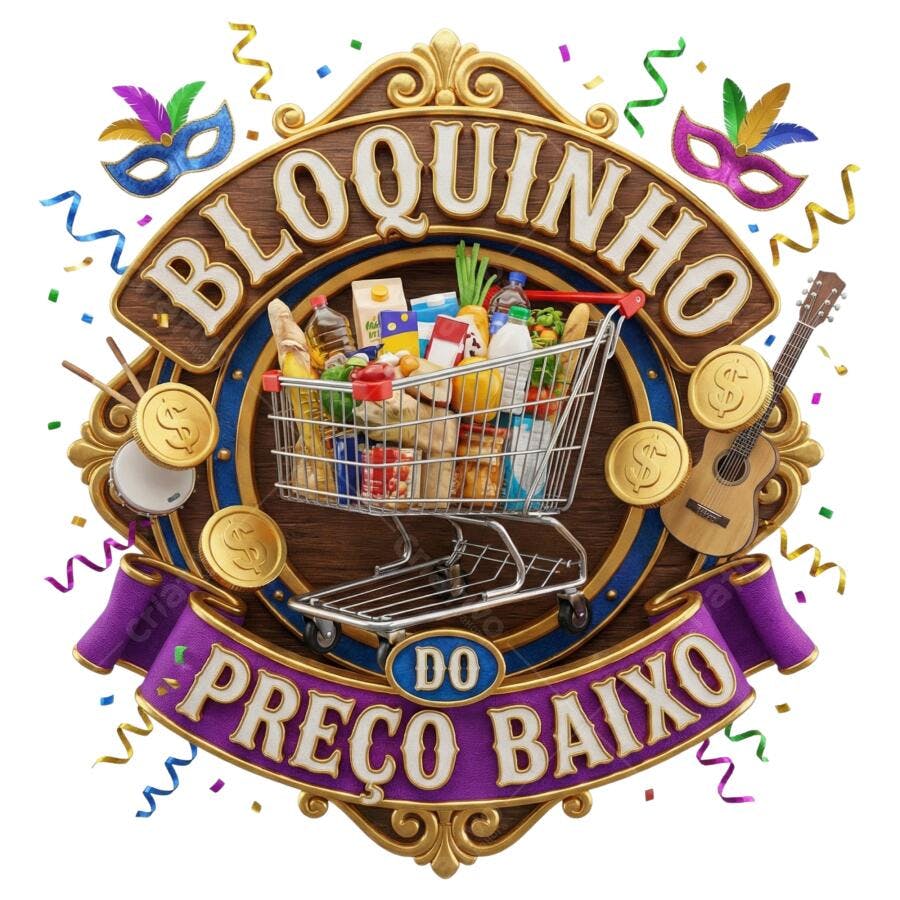 Selo 3D Bloquinho do Preço Baixo Carnaval Oferta PNG Transparente