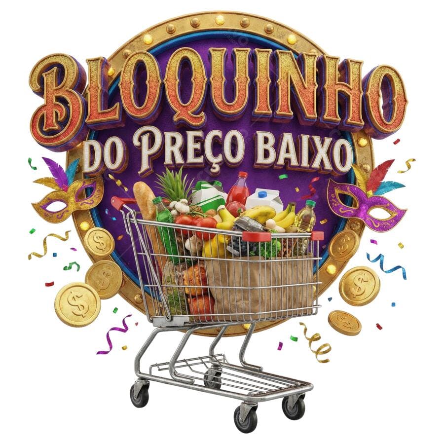 Badge 3D Promoção Bloquinho do Preço Baixo Carnaval PNG