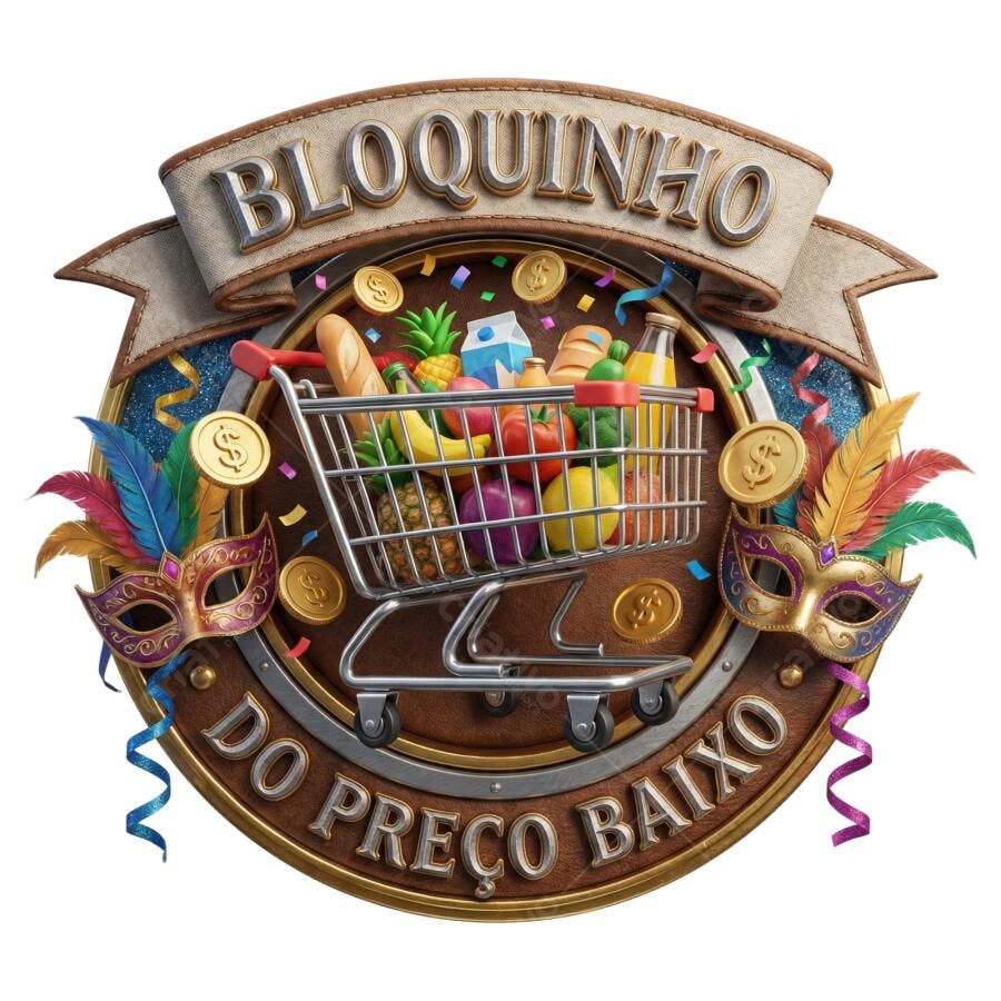 Selo 3D Supermercado Carnaval Oferta Preço Baixo PNG