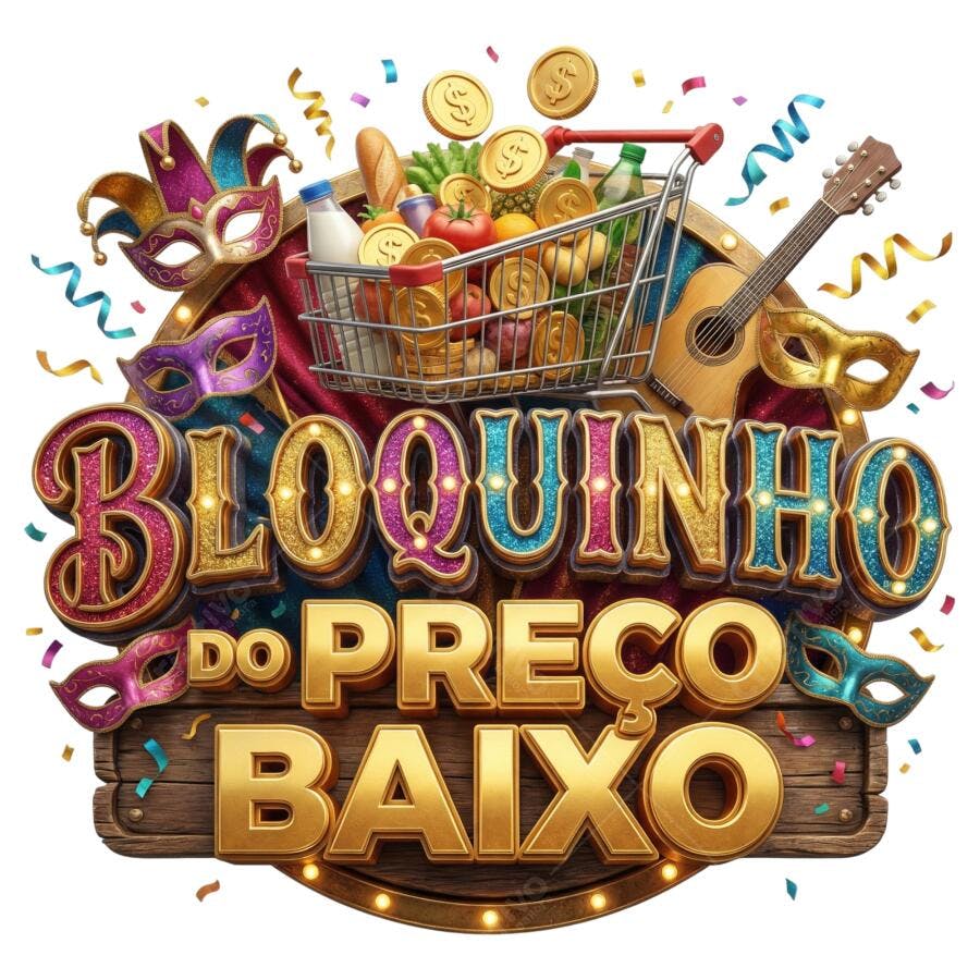 Bloquinho do Preço Baixo Carnaval Oferta 3D PNG Transparente