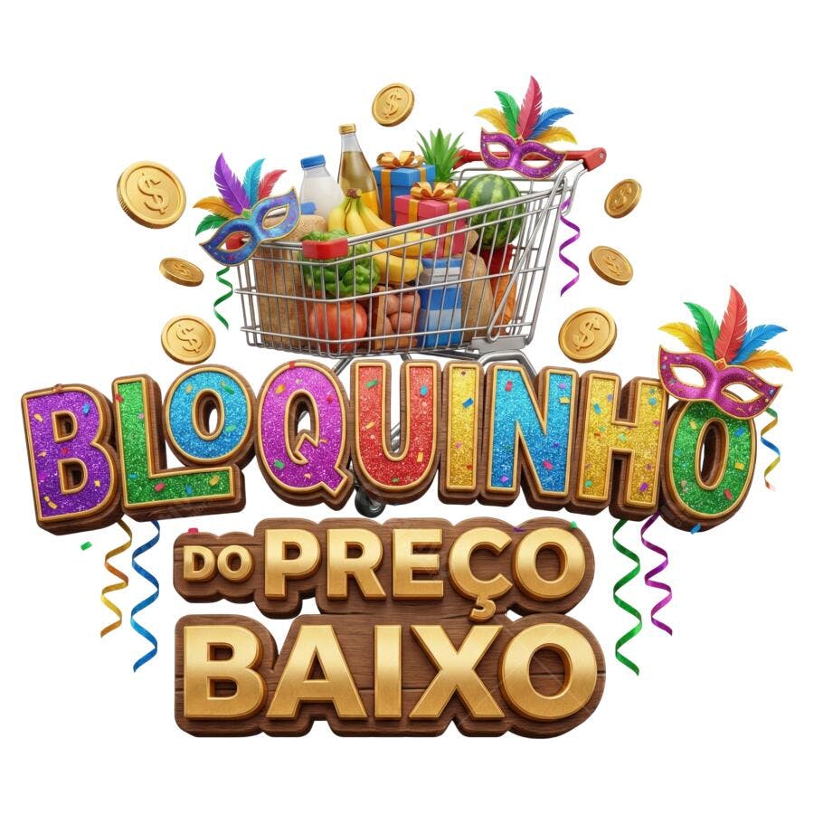 Selo 3D Bloquinho do Preço Baixo Carnaval PNG Transparente