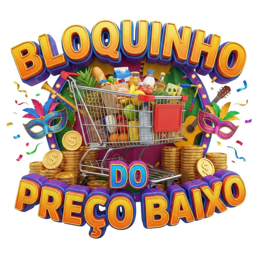 Selo 3D Bloquinho do Preço Baixo Carnaval Oferta PNG