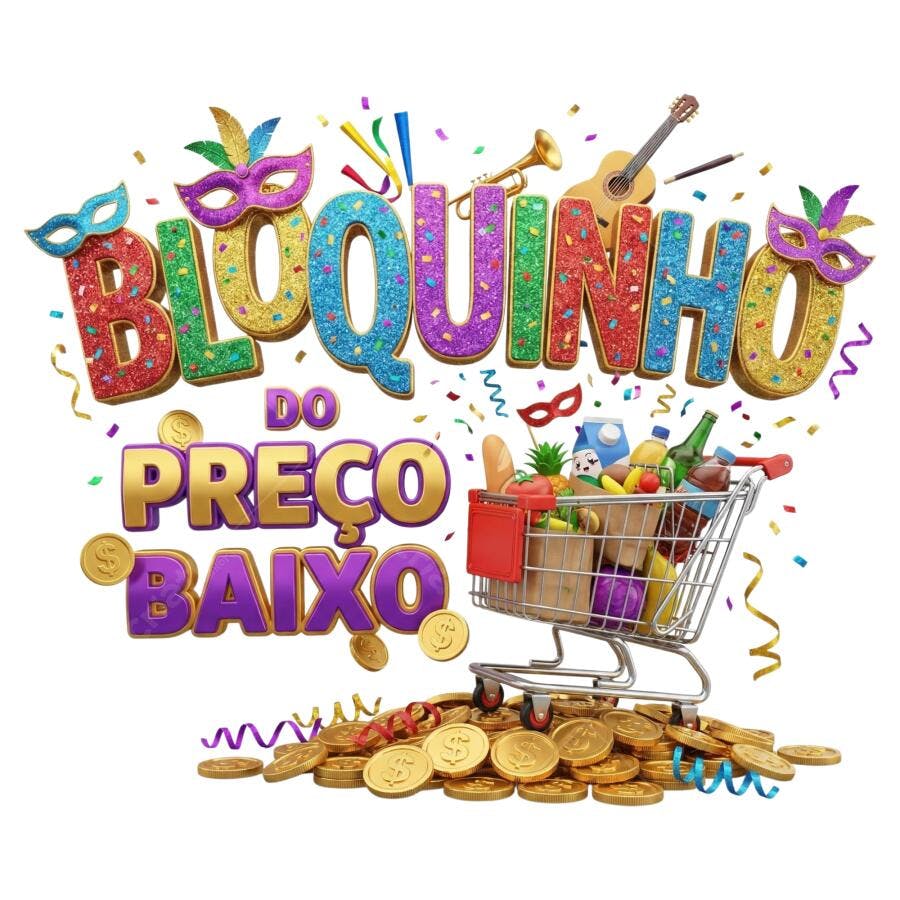 Bloquinho do Preço Baixo Carnaval Oferta 3D PNG