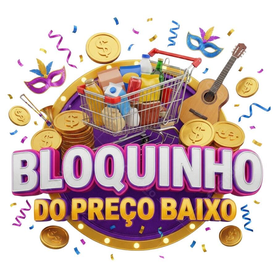 Selo 3D Bloquinho do Preço Baixo Carnaval Oferta PNG Transparente