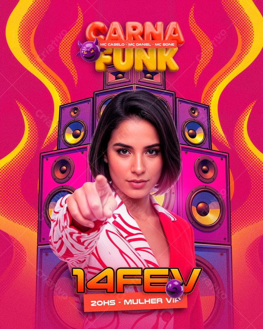 Flyer Carnafunk Carnaval Fevereiro PSD Editável