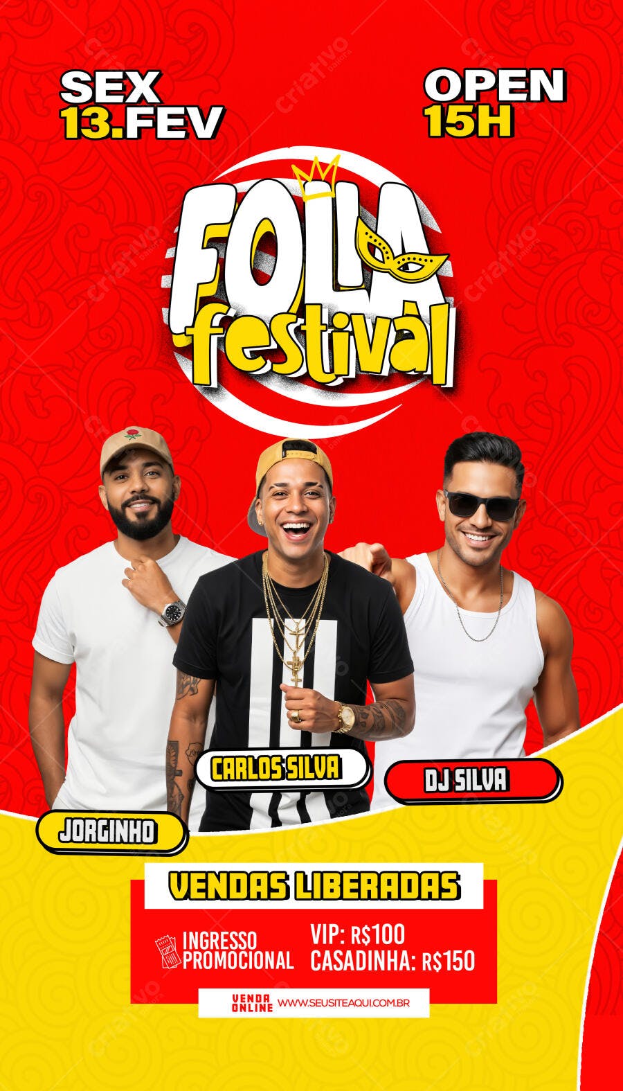 Story Instagram Folia Festival Carnaval Fevereiro PSD Editável
