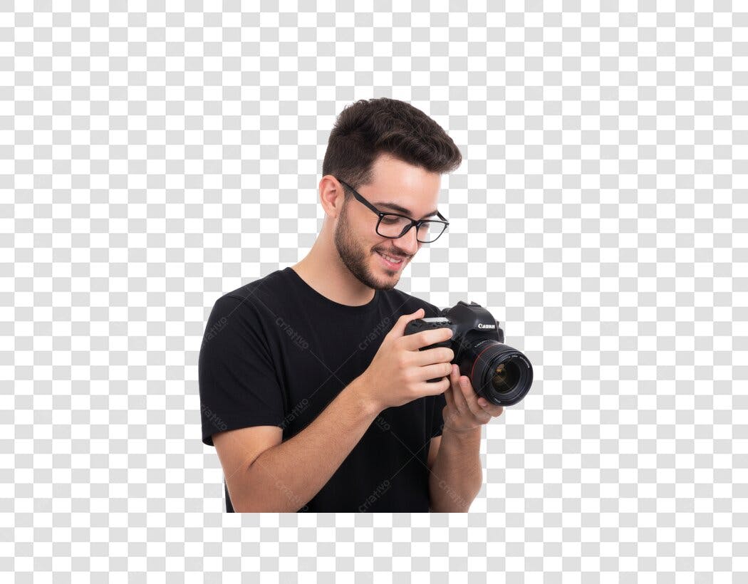 Foto Recortada Homem Jovem Fotógrafo Câmera PNG Fundo Transparente