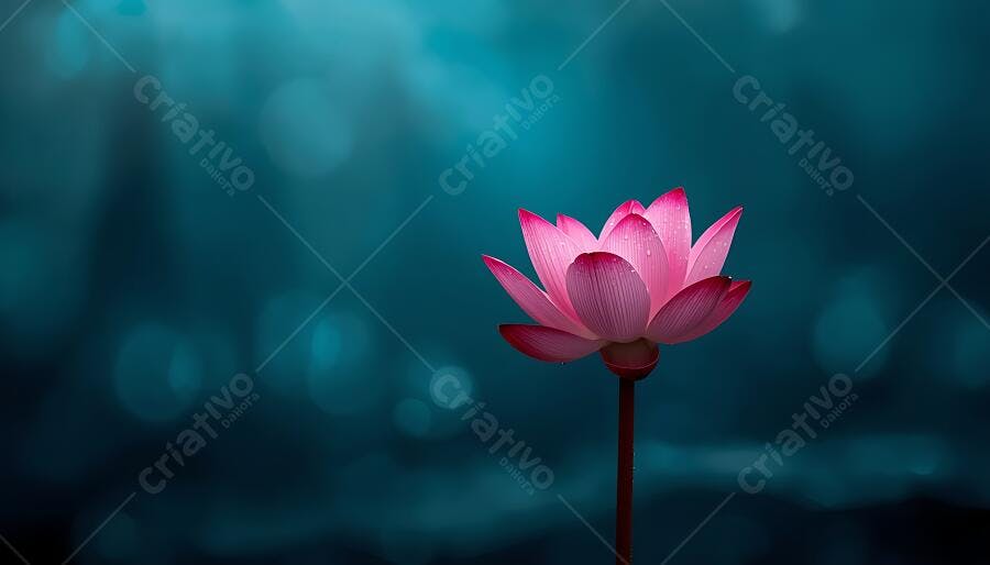 Foto Flor de Lótus Rosa Fundo Azul Escuro Bokeh