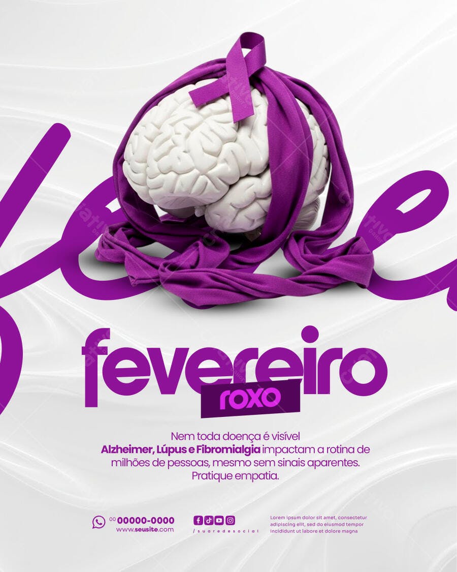 Post Instagram Fevereiro Roxo Conscientização PSD Editável