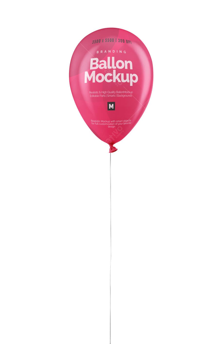 Mockup Balão Rosa Flutuante Fundo Branco Editável