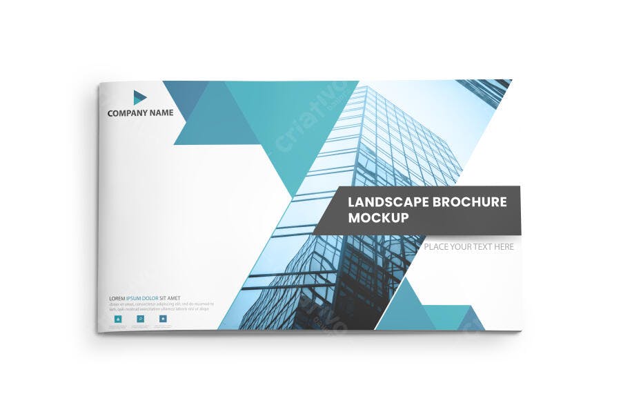 Mockup Revista Horizontal Brochura A4 Fundo Branco Editável