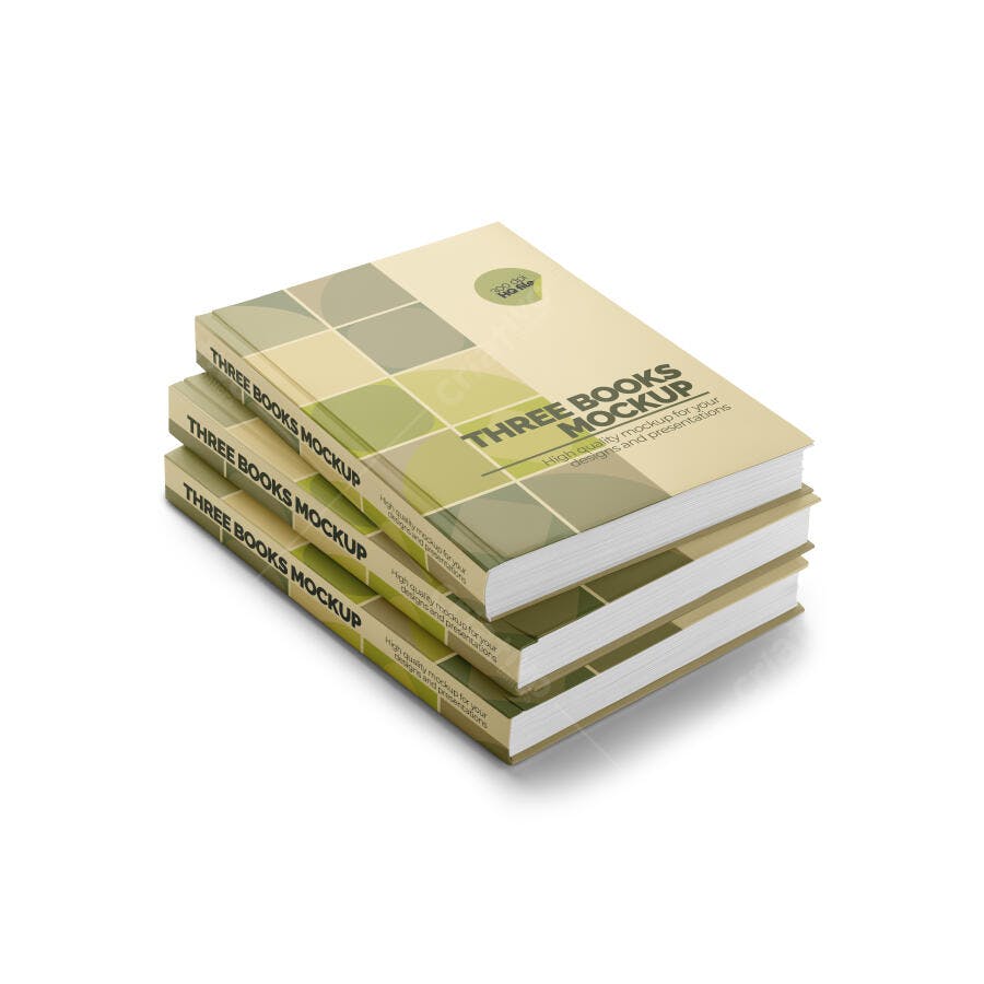 Mockup Livros Empilhados Capa Dura Fundo Branco Editável