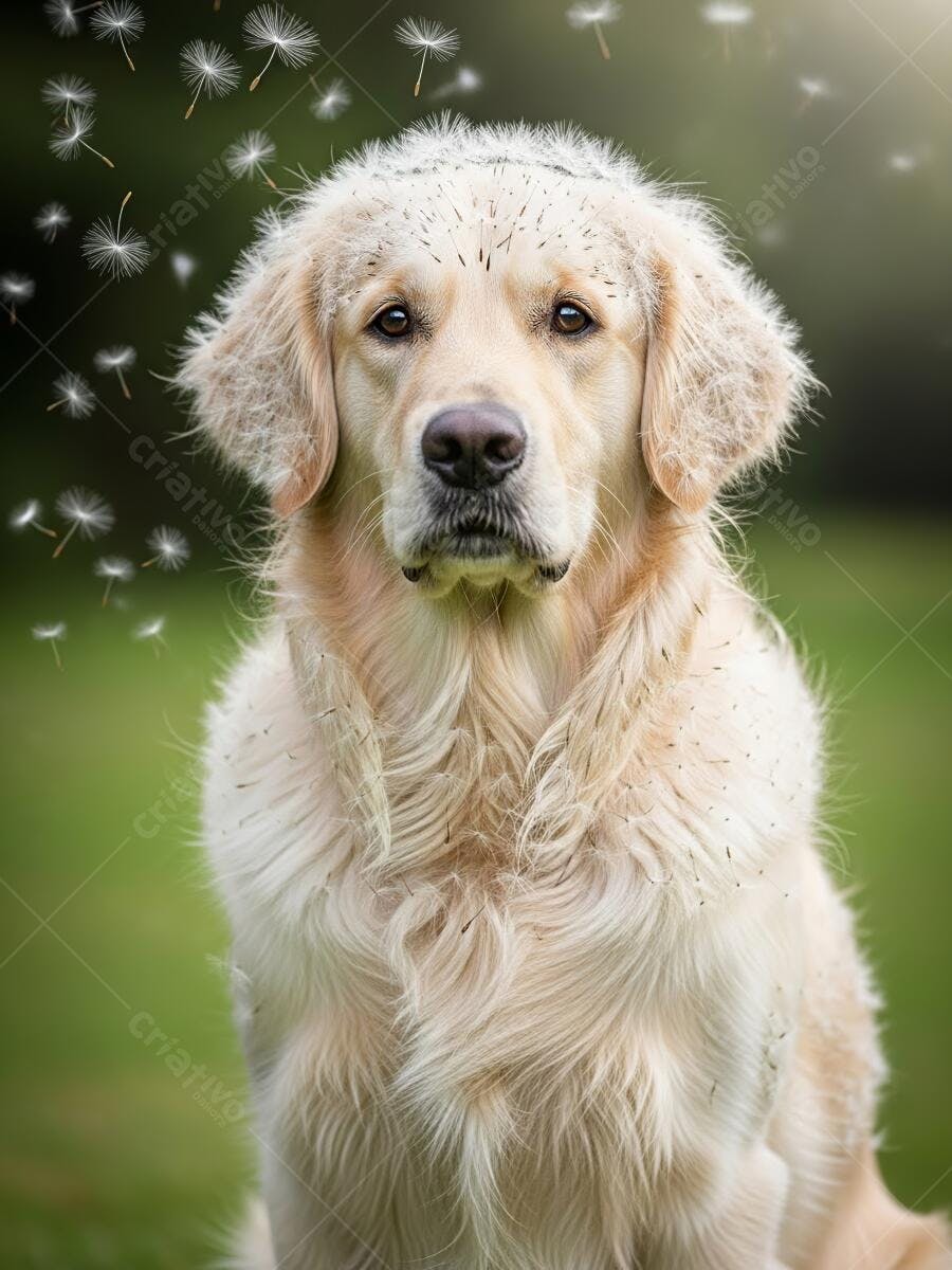 Foto Cachorro Golden Retriever Dente-de-Leão Campo Verde