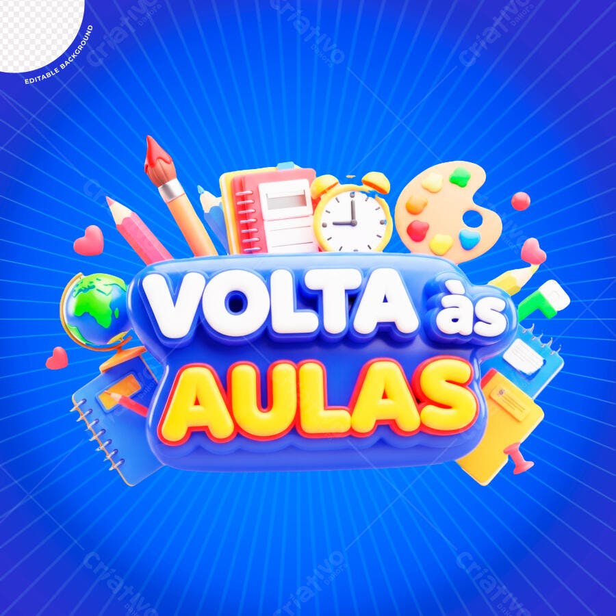 Volta às Aulas Material Escolar PSD Editável