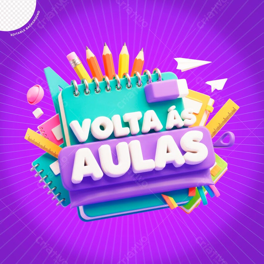Volta às Aulas Material Escolar PSD Editável
