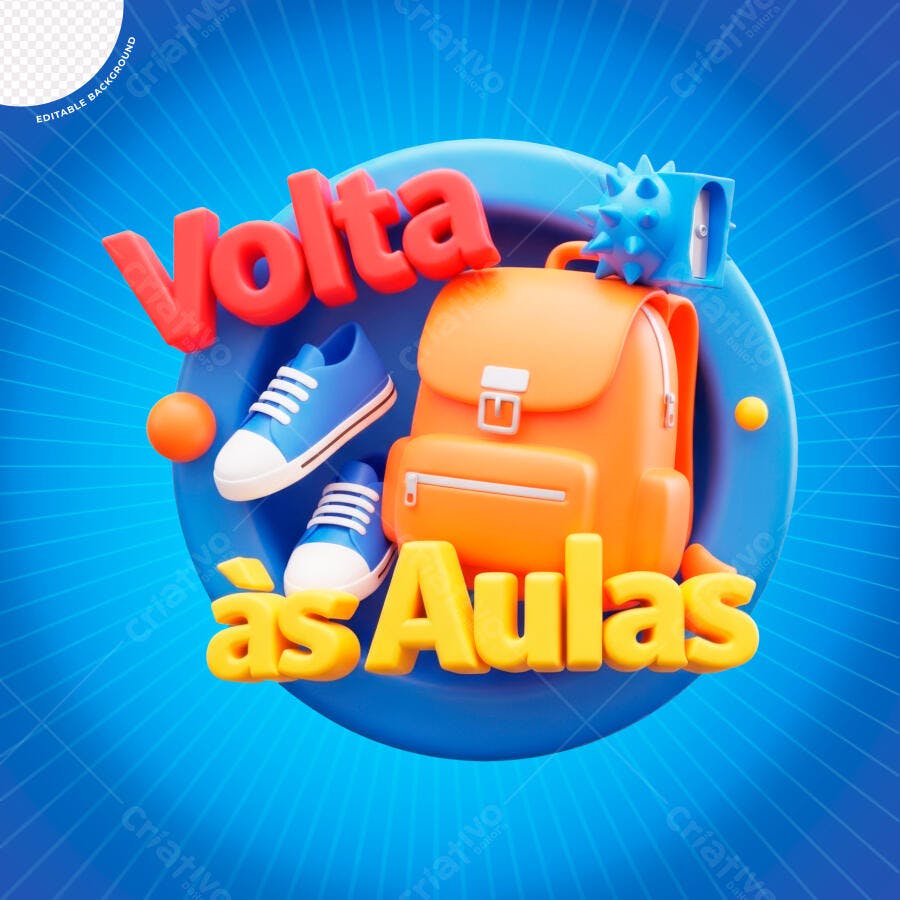 Volta às Aulas Mochila Escolar PSD Editável