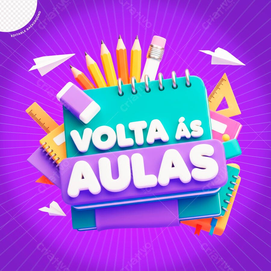 Volta às Aulas Material Escolar PSD Editável