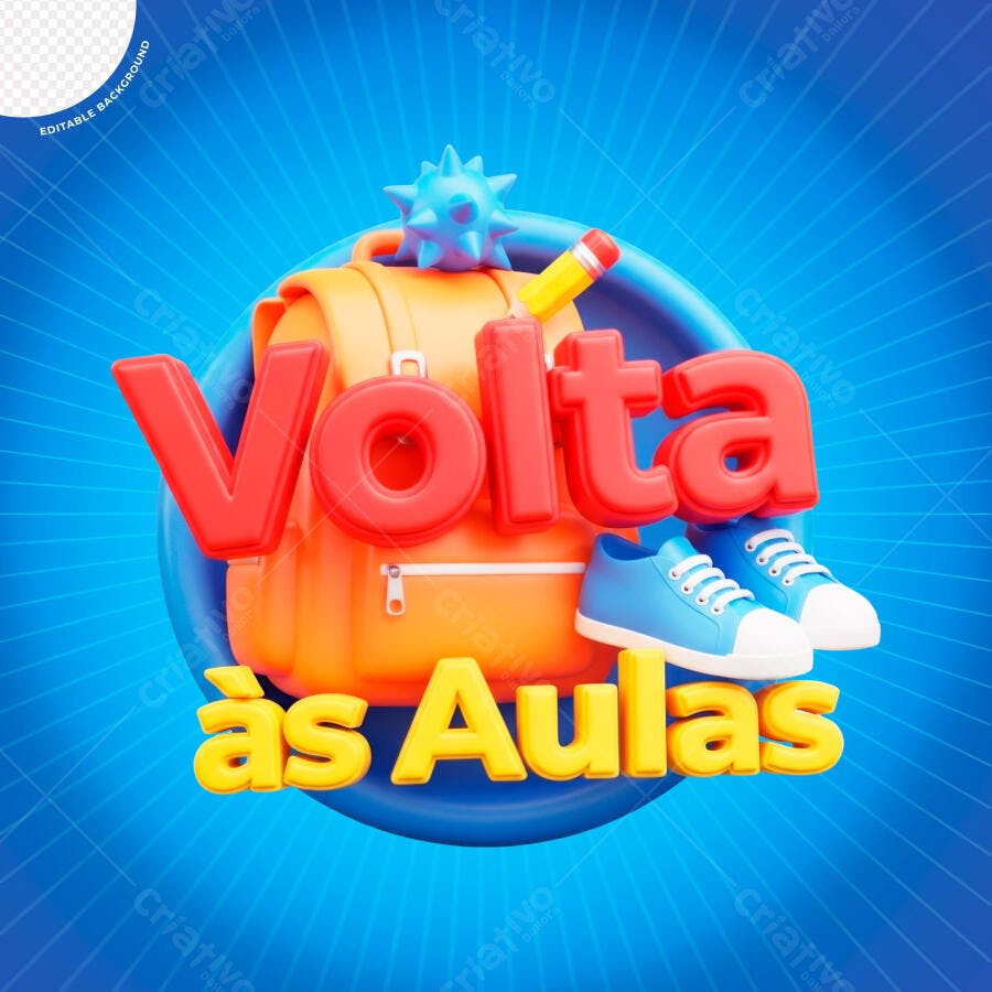 Volta às Aulas Mochila Escolar PSD Editável