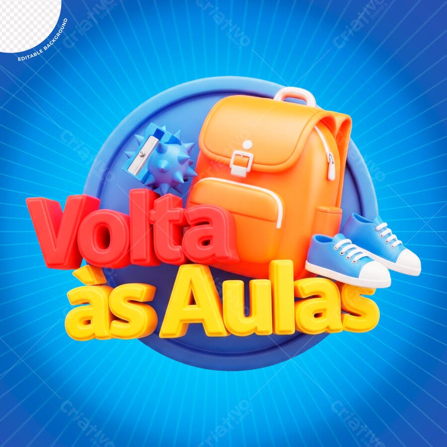 Volta às Aulas Mochila e Tênis PSD Editável