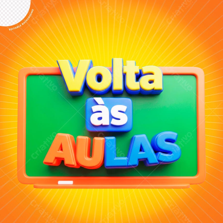 Volta às Aulas Quadro Escolar 3D PSD Editável