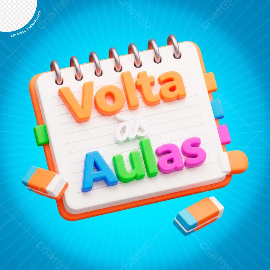 Volta às Aulas Caderno Borrachas PSD Editável