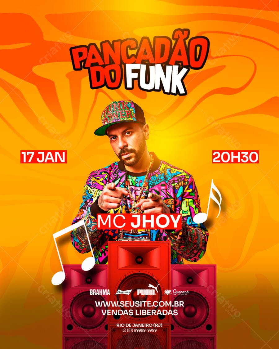 Flyer Pancadão do Funk Show MC JHOY PSD Editável