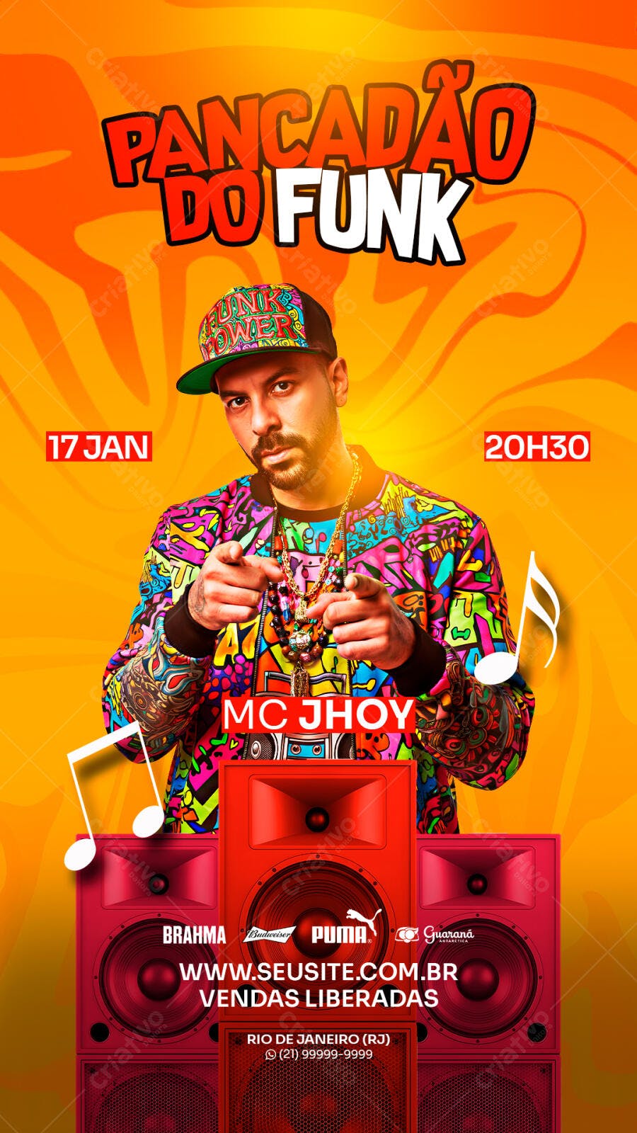 Flyer Pancadão do Funk Evento Musical PSD Editável