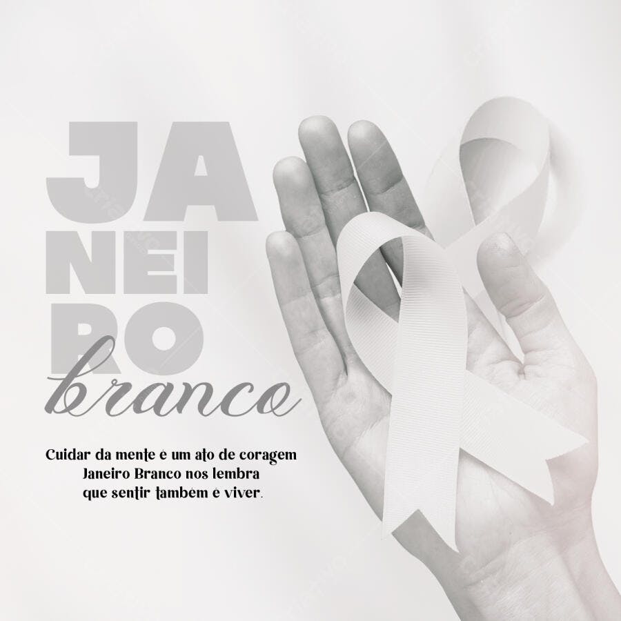 Post Instagram Janeiro Branco Conscientização PSD Editável