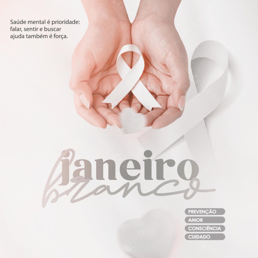 Post Instagram Janeiro Branco Saúde Mental PSD Editável