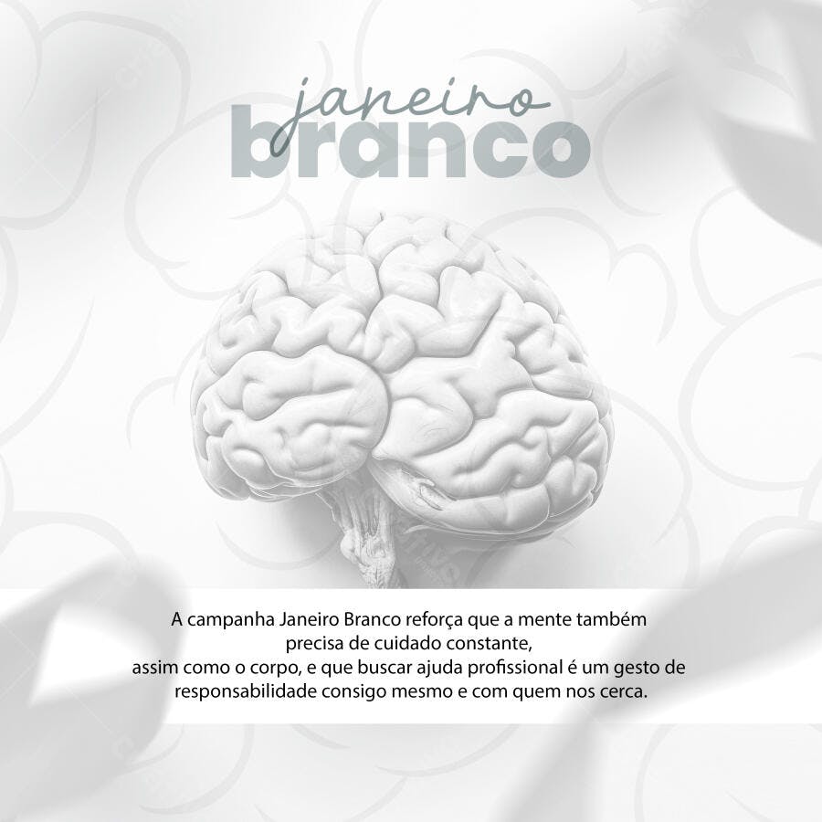 Post Instagram Janeiro Branco Saúde Mental PSD Editável