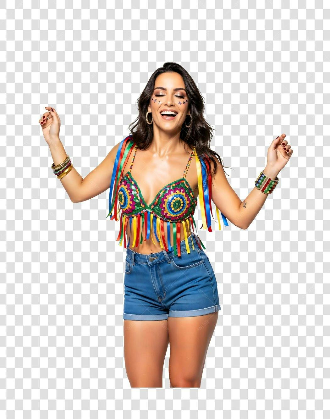 Foto Recortada Mulher Fantasia Carnaval Fevereiro PNG Fundo Transparente
