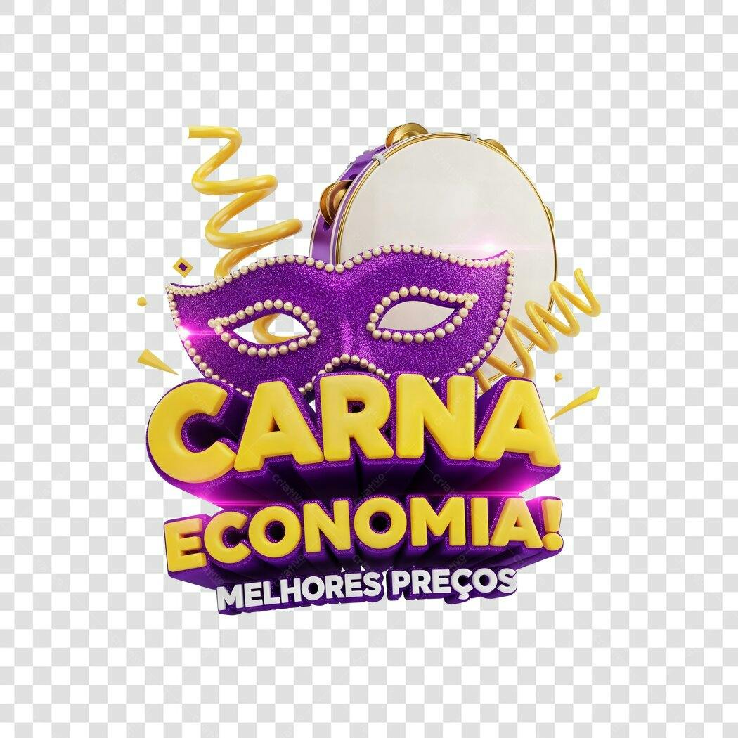 Elemento 3D Carnaval Fevereiro Carnaeconomia PNG Fundo Transparente