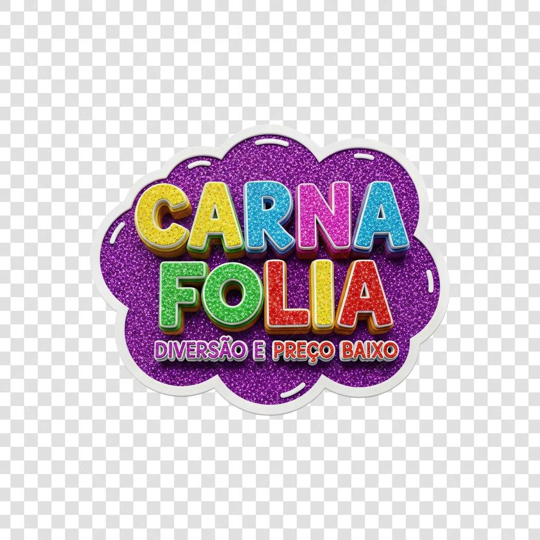 Elemento 3D Carana Folia Carnaval Fevereiro PNG Fundo Transparente